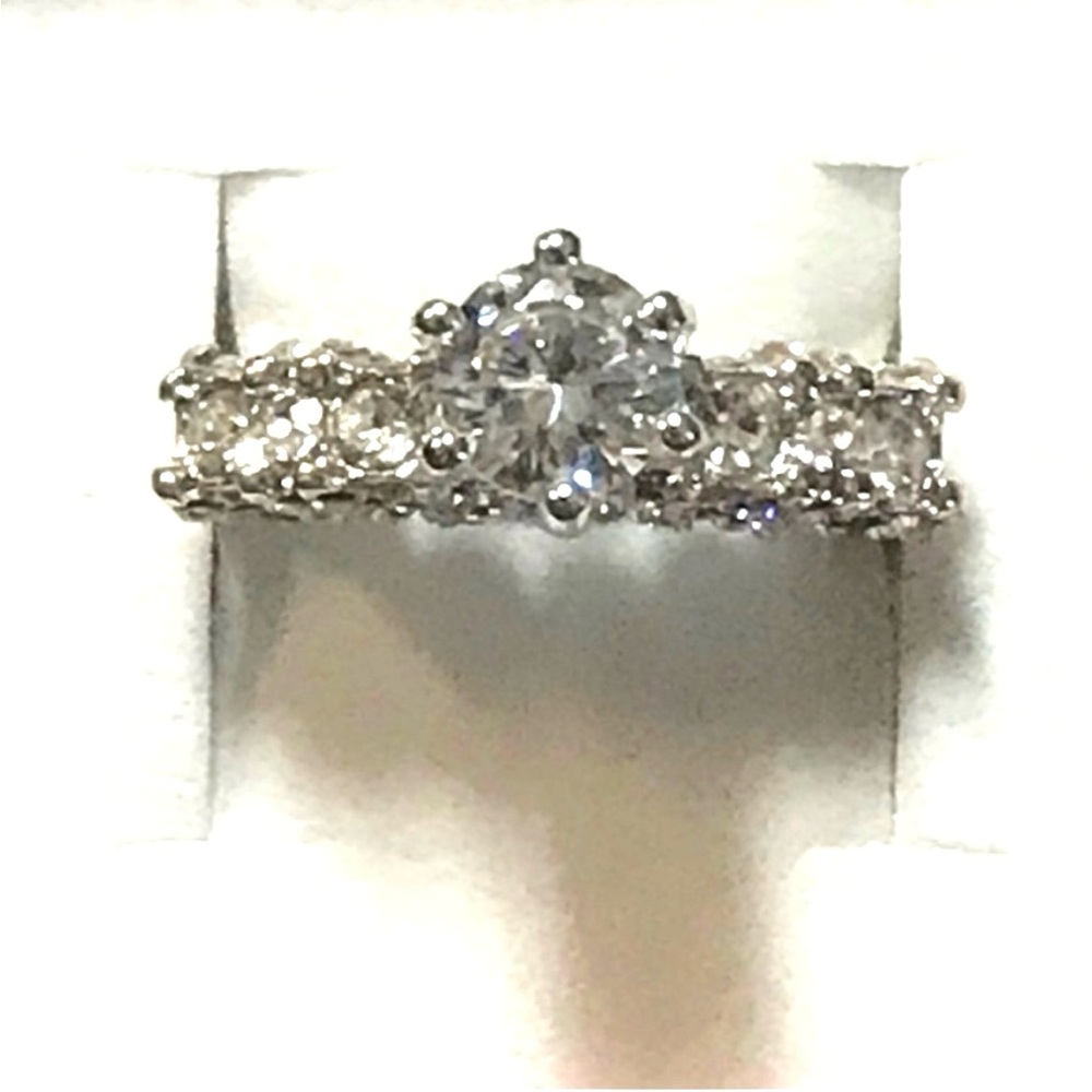 New Sterling silver white sapphire engagement ring size 6